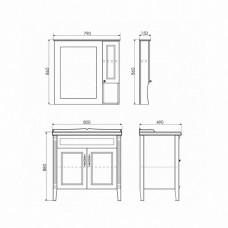 Тумба-умывальник "Палермо-80" патина золото с раковиной Comforty 3380