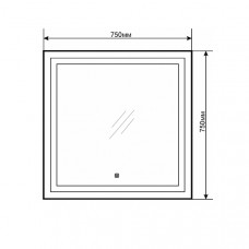 Зеркало "Квадрат-75" светодиодная лента, сенсор 750*750