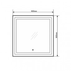 Зеркало "Квадрат-90" светодиодная лента, сенсор 900*900