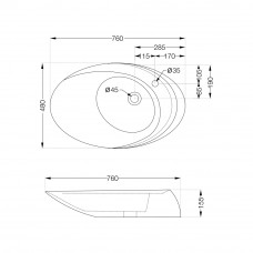 Накладная раковина Artize CFS-WHT-69931