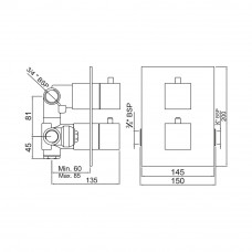 Термостат ванны и душа Jaquar Kubix-F KUB-CHR-35671HF