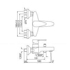 Смеситель для ванны и душа Jaquar Vignette Prime VGP-CHR-81119