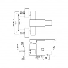 Смеситель для ванны и душа Jaquar Kubix-F KUB-CHR-35119F