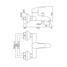 Смеситель для ванны Jaquar Eko EKO-CHR-33119