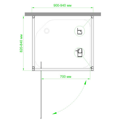 Душевой уголок RB HV-C-CH-P 90x80x185 (рифленое)