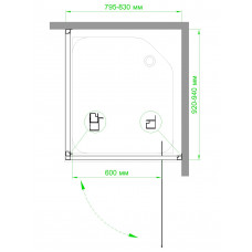 Душевой уголок RB HV-C-CH 80х90х185 (рифленое)