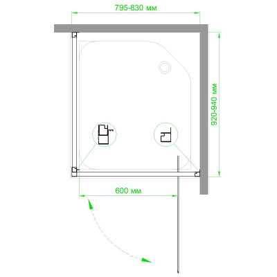 Душевой уголок RB HV-C-CH 80х90х185 (рифленое)