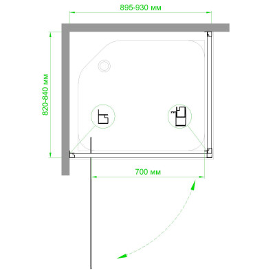 Душевой уголок RB HV-C-CH 90х80х185 (рифленое)