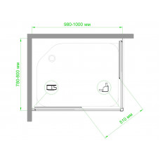 Душевой уголок RB HPD-T-CH 100х80х185 (прозрачное)