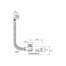 Слив-перелив для ванны полуавтомат 80 см