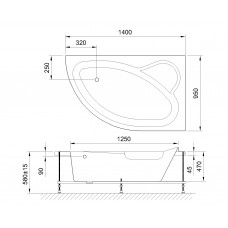 Гидромассажная ванна ALPINE STANDART 140x95x58R