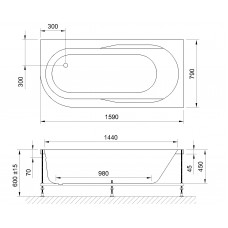 Гидромассажная ванна AZUR STANDART 160x80x60R