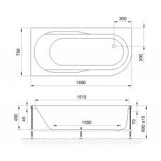 Гидромассажная ванна AZUR STANDART 170x80x60L