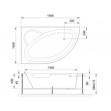 Гидромассажная ванна ALPINE STANDART 150x100x58L