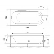 Гидромассажная ванна AZUR STANDART 140x80x60L