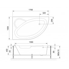 Гидромассажная ванна ALPINE STANDART 170x100x58L