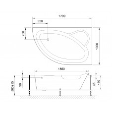 Гидромассажная ванна ALPINE STANDART 170x100x58R