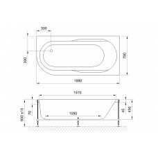 Гидромассажная ванна AZUR DE LUXE 170x80x60R