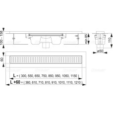 Желоб водоотводящий AlcaPlast APZ1001-850 SMART