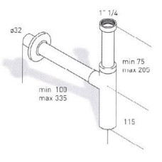 Cифон для раковины Migliore ML.RIC-10.112, хром, Ø32