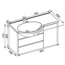 Тумба под раковину Aquanet Лайн 90 L, левая