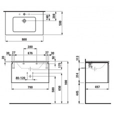 Комплект мебели для ванной Laufen Pro S 80*50*44 см 8.6096.4.463.104.1, цвет белый