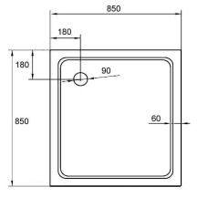 Поддон акриловый Cezares TRAY-A-A-85-15-W, 85*85*15 см