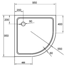 Поддон акриловый Cezares TRAY-A-R-95-550-15-W 95*95 мм