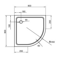 Поддон акриловый Cezares TRAY-A-R-80-550-15-W, с сифоном в комплекте