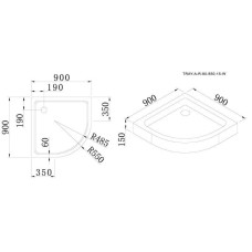 Поддон акриловый Cezares TRAY-A-R-90-550-15-W, с сифоном в комплекте