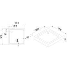 Поддон акриловый Cezares TRAY-A-A-90-15-W, с сифоном в комплекте