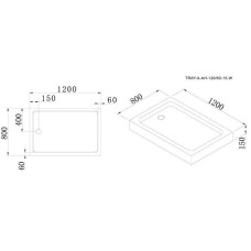 Поддон акриловый Cezares TRAY-A-AH-120/80-15-W, с сифоном в комплекте
