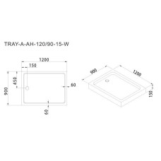 Поддон акриловый Cezares TRAY-A-AH-120/90-15-W, с сифоном в комплекте