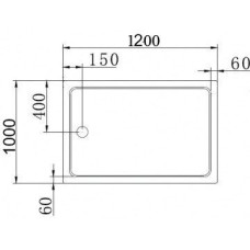 Поддон акриловый Cezares TRAY-A-AH-120/100-15-W, с сифоном в комплекте