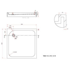Поддон литой Cezares TRAY-S-A-90-13-W, белый, с сифоном в комплекте