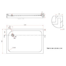 Поддон литой Cezares TRAY-S-AH-120/80-13-W, белый, с сифоном в комплекте
