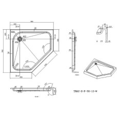 Поддон литой Cezares TRAY-S-P-90-13-W, белый, с сифоном в комплекте