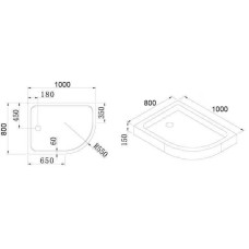 Поддон акриловый Cezares TRAY-A-RH-100/80-550-15-W без сифона