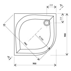 Поддон Ravak Galaxy Elipso-90 PAN арт. A227701410, 90*90*17,5 см, R 500