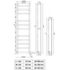 Полотенцесушитель электрический Margaroli Sereno (Серено) 584-11 BOX 775 мм, арт. 5847511CRNB