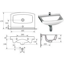 Раковина Cersanit Cersania NEW 60, арт. 110046 (S-UM-CE 60-1-W), 60,5*41,5*18,5 см