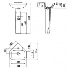 Раковина Creavit Corner VT145(VT145.253.00), подвесная, угловая