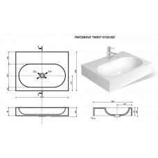 Раковина Эстет Ника ,искуственный камень, 61*45 см