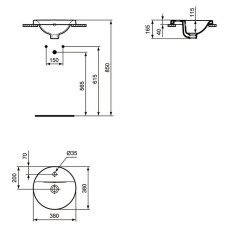 Рукомойник Ideal Standard Connect E504101 38 см