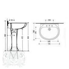 Раковина-тюльпан Migliore Gianeta ML.GNT-25.870D1 с пьедесталом ML.GNT-25.807D1 Decor Oro