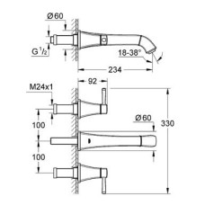 Смеситель Grohe Grandera арт. 20415IG0 для раковины, хром/золото