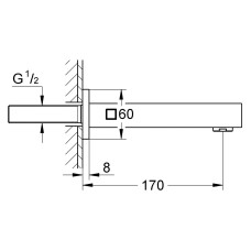 Излив Grohe Eurocube 13303000 для ванны, 17 см
