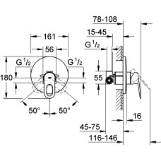 Смеситель Grohe BauLoop 29080000 для душа, в сборе