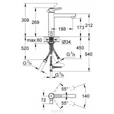 Смеситель Grohe Concetto New 31209001 для кухонной мойки, со средним изливом, с запорным вентилем