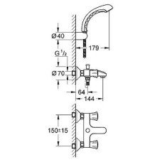 Смеситель Grohe Costa L 2546010A (25460001) для ванны и душа с гарнитуром